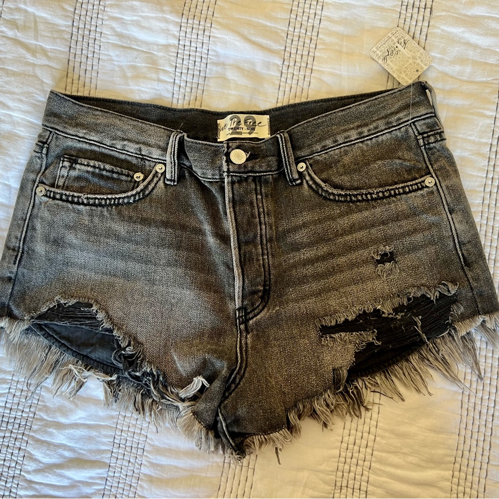 Free People Black Distressed Women's Shorts